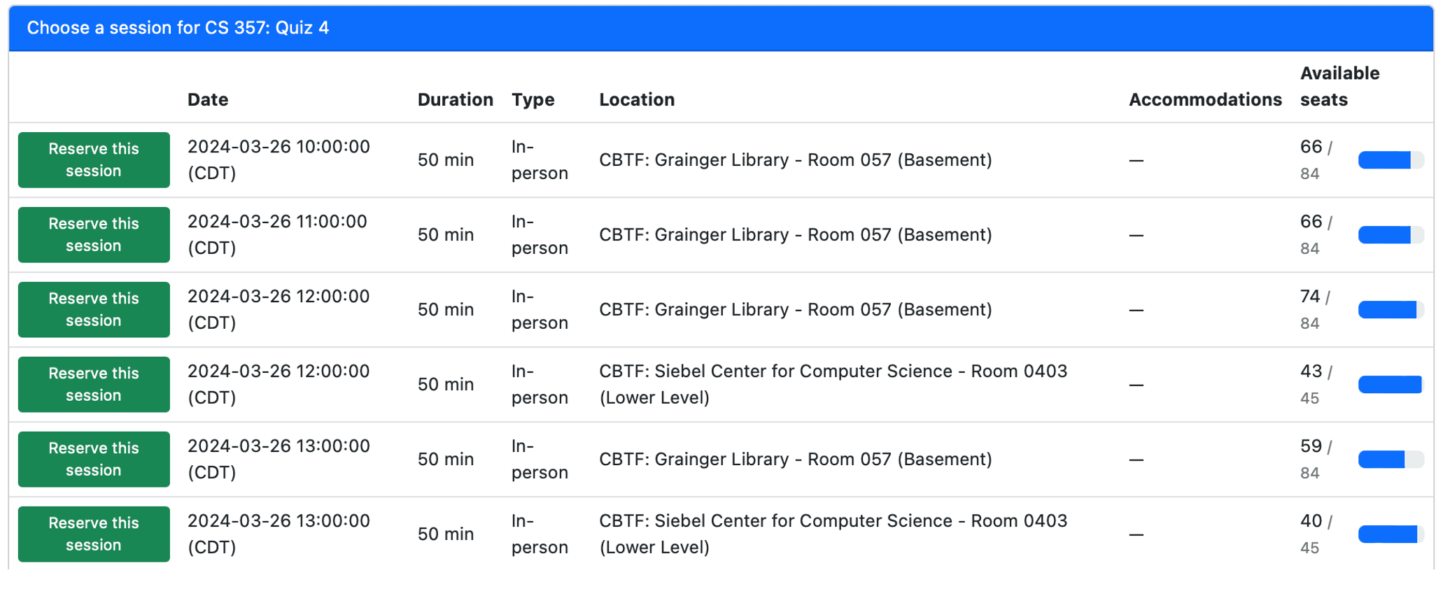 student scheduler UI